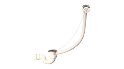 MRB5 Трап (1 1/2'х40мм) для акриловых и металлических ванн с переливом (L457ммхD25мм), пластиковой