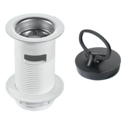 BSW1H  Выпуск (60мм нержавеющая сливная решетка) с внутренним переливом, контргайкой и пробкой с кр