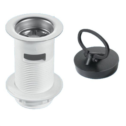 BSW1H  Выпуск (60мм нержавеющая сливная решетка) с внутренним переливом, контргайкой и пробкой с кр