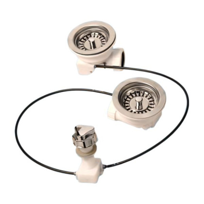 PUS113-2ECP Выпуск (113мм нержавеющие решетки) для 2-х раковин с автоматическими (поворотного дейст