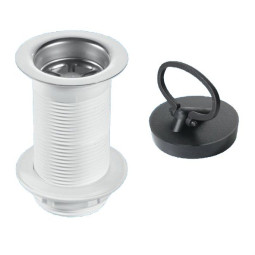 BSW2H Выпуск (60мм нержавеющая сливная решетка) без перелива, с контргайкой и пробкой с круглым дер