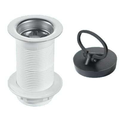 BSW2H Выпуск (60мм нержавеющая сливная решетка) без перелива, с контргайкой и пробкой с круглым дер