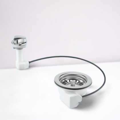 PUS113-CP  Выпуск (113мм нержавеющая решетка) с автоматической (поворотного действия) фильтрующей р