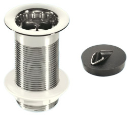 BW1A Выпуск (60мм сливная решетка) хромированный без перелива, с контргайкой и пробкой под цепочку;