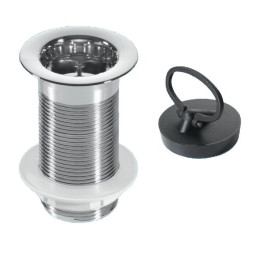 BW1AH Выпуск (60мм сливная решетка) хромированный без перелива, с контргайкой и пробкой с круглым д