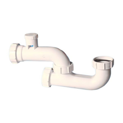 MRB7-ANSV Сифон трубный Р-образный (1 1/2"х40мм) без выпуска с ревизией и вентиляционным клапаном