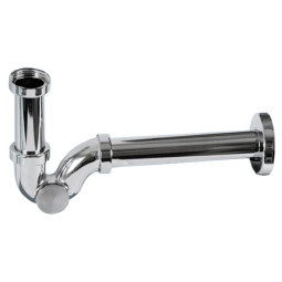 MRP3220-CB-NW Сифон трубный P-образный (1 1/4"х32мм) металлический без выпуска с ревизией, отводной