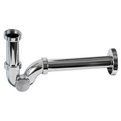 MRP3220-CB-NW Сифон трубный P-образный (1 1/4"х32мм) металлический без выпуска с ревизией, отводной