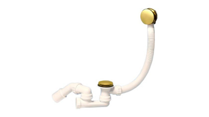 MRB8-PVD Трап (1 1/2"х40мм) для ванн с переливом (L500ммхD34мм), металлическими 70мм сливной решетк