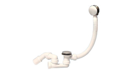 MRB8CB Трап (1 1/2"х40мм) для ванн с переливом (L500ммхD34мм), металлическими 70мм сливной решеткой