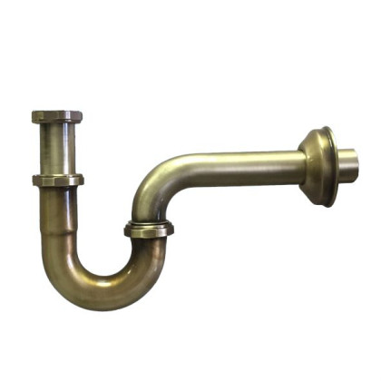 MRP3275-AB-NW Сифон трубный P-образный (1 1/4"х32мм) металлический без выпуска с отводной трубой D3