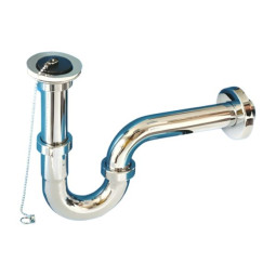 MRP3275-CB Сифон трубный P-образный (1 1/4"х32мм) металлический с выпуском (60мм нержавеющая решетк