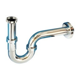 MRP3275-CB-NW Сифон трубный P-образный (1 1/4"х32мм) металлический без выпуска с отводной трубой D3