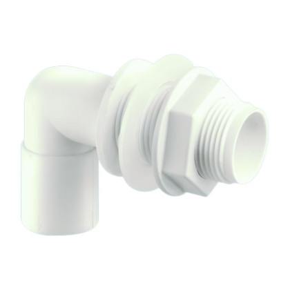 R5 Муфта переходная на 90° (соединение "вставил-нажал") с Ду=21,6мм на 3/4"«папа» с контргайкой и п