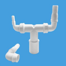 WMVT-3240WH Адаптер с 2-мя отводами под углом 90° для подключения слива бытовой техники (Дн=10-13/2