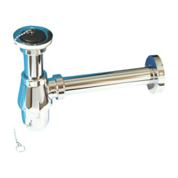 MR3250-CB Сифон бутылочный (1 1/4"х32мм) металлический с высокой колбой, выпуском (60мм нержавеющая