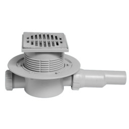 MRFG3 Трап (110ммх50/40мм) напольный с метал.(полированная нерж.) решёткой 115ммх115мм и вставкой "