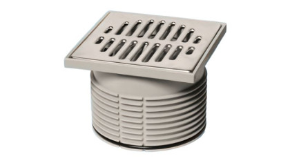 MRFG3KIT1  Гидрозатвор Дн=110мм с металлической (полированная нержавейка) решеткой 115ммх115мм и вс