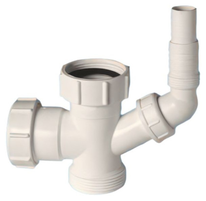 40EBWM Тройник компрессионный 1 1/2"«мама»х1 1/2"«папа»хДу=40мм с адаптером под углом для подключен