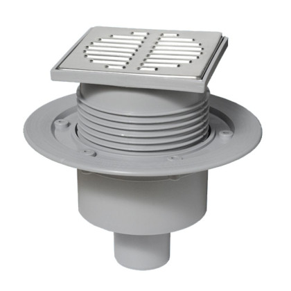 MRFG3V-50 Трап (110ммх50мм) напольный с металлической (полированная нержавейка) решеткой 115ммх115м