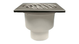 MRFG4V Трап напольный сметаллической (полированная нержавейка) решеткой 100ммх100мм; высота 62мм; в