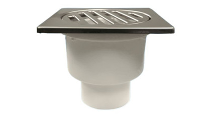 MRFG4V Трап напольный сметаллической (полированная нержавейка) решеткой 100ммх100мм; высота 62мм; в