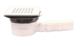 MRFG5-NRV-BS Трап с металл. (брашированная н/ж) решеткой 143ммх143мм, вставкой "сухой гидрозатвор"