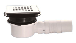 MRFG7-BS Трап (127ммх50мм) с металл. (брашированная н/ж) решеткой 143ммх143мм, фланцем и раздвижной