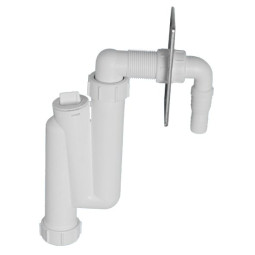 OBT32-WM Сифон трубный S-образный для слива бытовой техники с металлической декоративной накладкой;