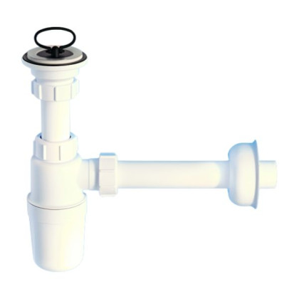 MRW1 Сифон бутылочный (1 1/4"х32мм) с выпуском (60мм нержавеющая решетка), пробкой, отводной трубой