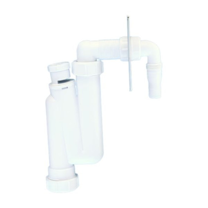 OBT40VWM Сифон трубный S-образный для слива бытовой техники c вентиляционным клапаном и металлическ