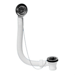 MRB1-A Трап (1 1/2"х40мм) для ванн "стандартный" с переливом (L368ммхD34мм), нерж.решетками,