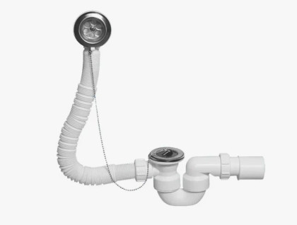 MRB1-EX Трап неразборный для ванн с раздвижным переливом (L380-700ммхD34мм), нержавеющими решетками