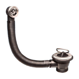 OF1-60 Слив-перелив под круглое отверстие перелива (L235ммхD25мм, 60мм нержавеющая решетка) с пробк