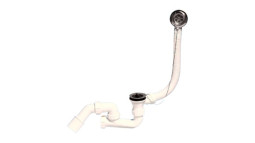 MRB1-NS Трап (1 1/2"х40мм) с ревизией для ванн с переливом (L505ммхD34мм), нержавеющими решетками,