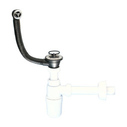 MRW1-OF Сифон бутылочный (1 1/4"'х32мм) с системой слив-перелив (60мм нержавеющая решетка, L235ммхD