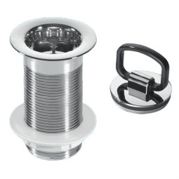 CW1AH Выпуск (60мм сливная решетка) хромированный без перелива, с контргайкой и хромированной пробк