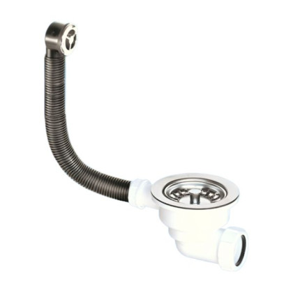 OF2-113ES Слив-перелив под круглое отверстие перелива (L235ммхD25мм, 113мм нержавеющая решетка) с ф