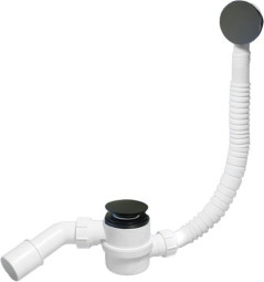 MRB11-MBL Сифон бутылочный для ванн/поддонов с выпуском и переливом (1 1/2''х40мм, L330-700ммхD34мм