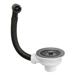 OF2-113S-MLB Слив-перелив D113мм цвет-матовая лава, черный, фактура гранит