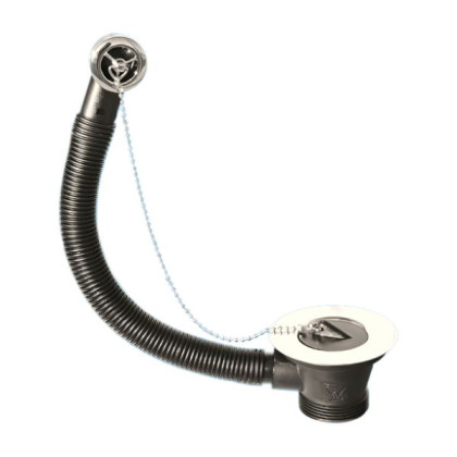 OF2-85 Слив-перелив под круглое отверстие перелива (L235ммхD25мм, 85мм нержавеющая решетка) с пробк