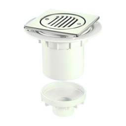 TSG2T6SS Трап напольный с квадратной металлической (150ммх150мм, полированная нержавейка) насадкой;