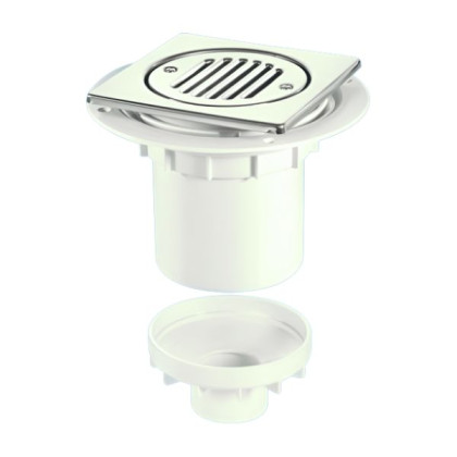 TSG2T6SS Трап напольный с квадратной металлической (150ммх150мм, полированная нержавейка) насадкой;