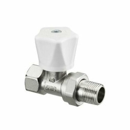 Oventrop Прямой вентиль серия HR, проходной, DN-15, 1/2", ВН, никелированный, маховик белый