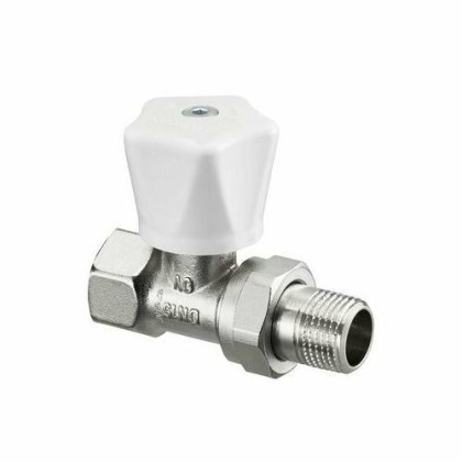 Oventrop Прямой вентиль серия HR, проходной, DN-15, 1/2", ВН, никелированный, маховик белый