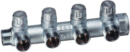 Коллектор зап. 3/4" (ВР-НР) 1/2 с 4 отв. FAR плоское