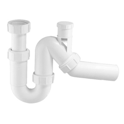 MRSK12V Сифон трубный Р/S-образный (1 1/2"х40мм) без выпуска с вентиляционным клапаном и универсаль