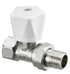 Oventrop Прямой вентиль серия HRV, проходной, DN-15, 1/2", ВН, никелированный, маховик белый