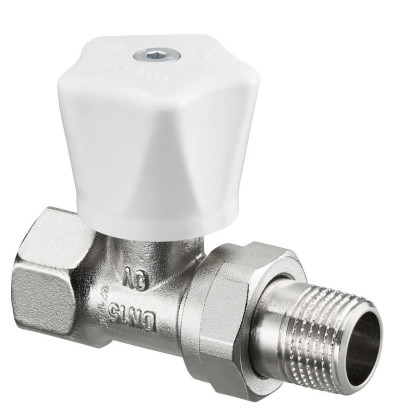 Oventrop Прямой вентиль серия HRV, проходной, DN-15, 1/2", ВН, никелированный, маховик белый