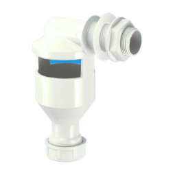 TUN-3  Угловая круглая (D58мм) приемная воронка; вход 3/4"«папа», выход Ду=19-23мм (компрессионное